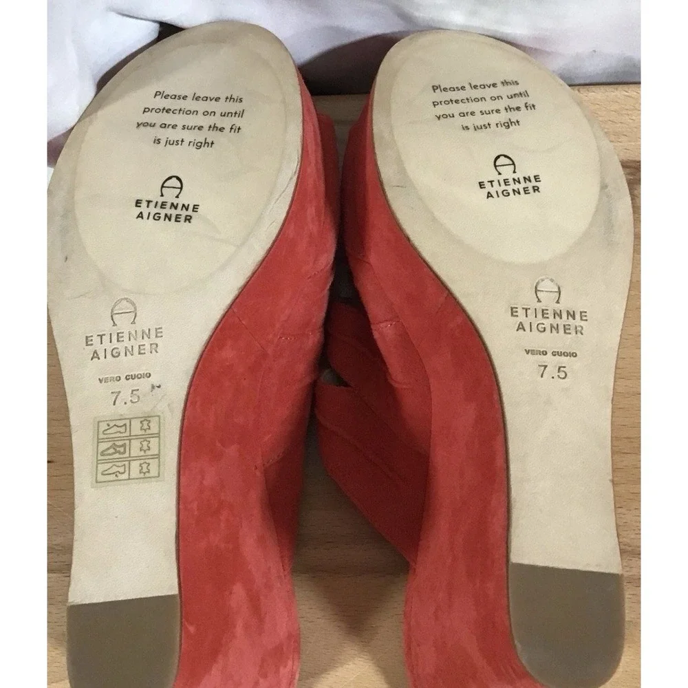Etienne‎ Aigner Suede Red Heels Size 7.5 Made In Italy Excellent Condition No Bx